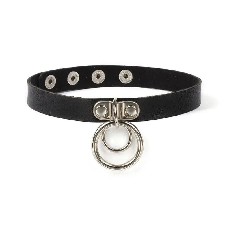 Unisex Gothic Choker Necklaces Women Girls Rivet Leather Necklace Rock Kpop Punk Neck Collars Black Choker Necklace Cool Collar