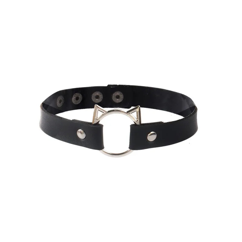 Unisex Gothic Choker Necklaces Women Girls Rivet Leather Necklace Rock Kpop Punk Neck Collars Black Choker Necklace Cool Collar