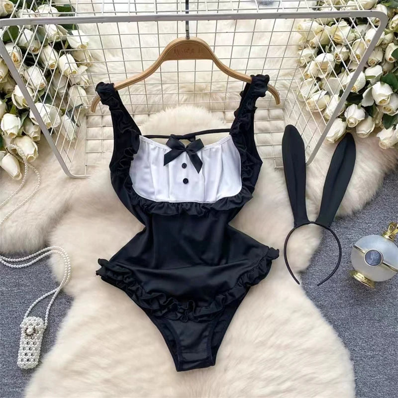 Spring Summer Sexy Lace Mesh Classical Metal Buckle With Hairball Jumpsuit Single-Breasted Eastern Style Stand Collar Bodysuit