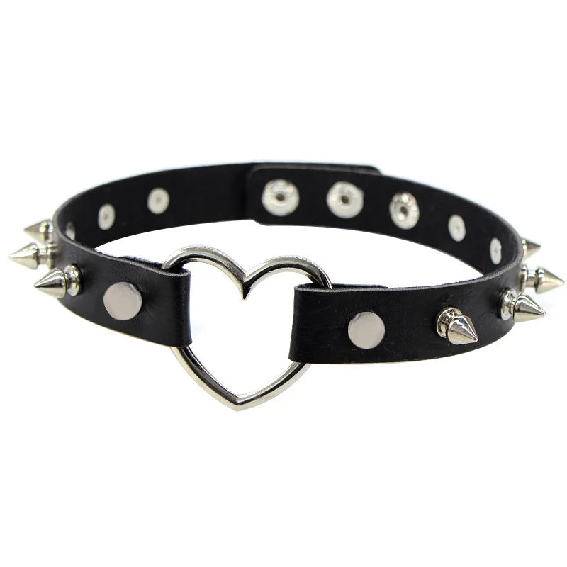 Unisex Gothic Choker Necklaces Women Girls Rivet Leather Necklace Rock Kpop Punk Neck Collars Black Choker Necklace Cool Collar