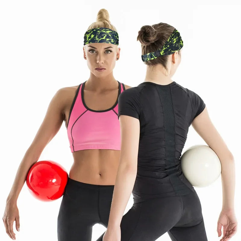 Printing Sports Headbands Sweatband Stretch Elastic Women Yoga Hair Bands Breathable Gym Fitness Running Cycling Tennis Headwrap