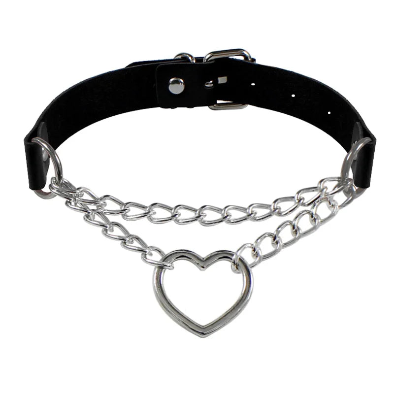 Unisex Gothic Choker Necklaces Women Girls Rivet Leather Necklace Rock Kpop Punk Neck Collars Black Choker Necklace Cool Collar