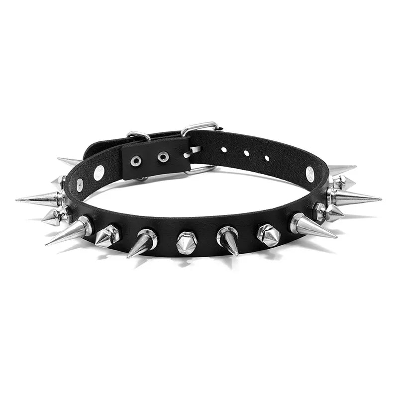 Unisex Gothic Choker Necklaces Women Girls Rivet Leather Necklace Rock Kpop Punk Neck Collars Black Choker Necklace Cool Collar