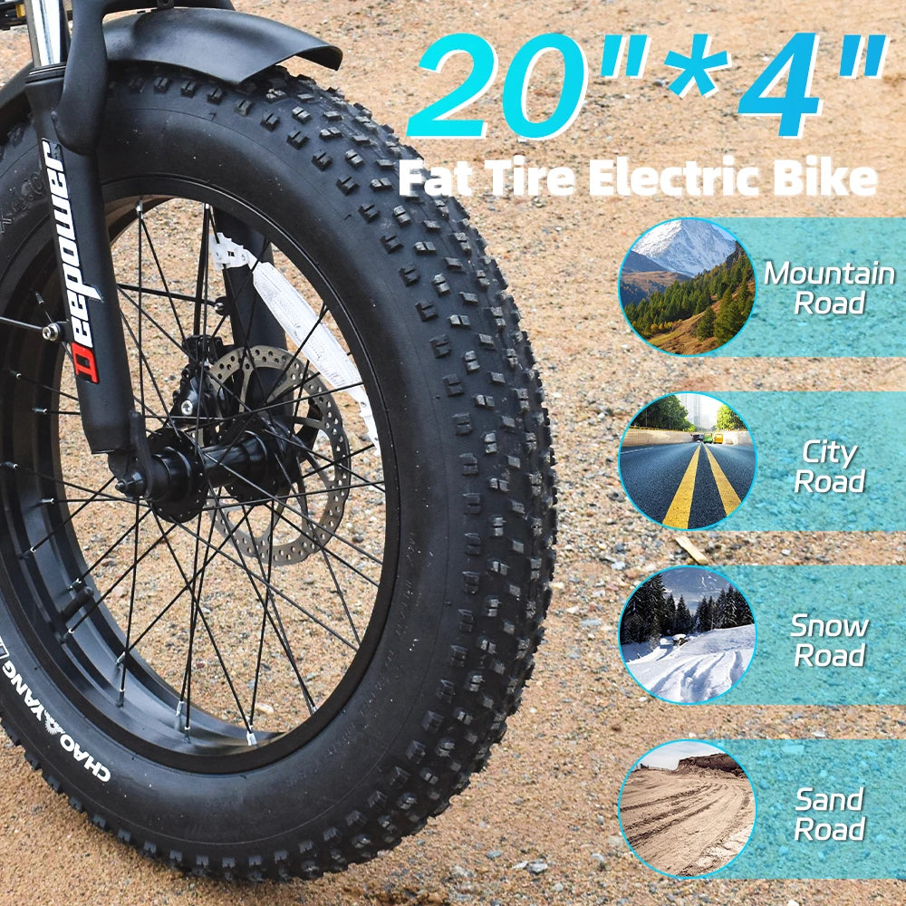 DEEPOWER G22 Electric Bicycle 2000W 48V 35AH 20Inch Fat Tire Electric Bike Folding Mountain Ebike Outdoor Adult Off-Road Bicycle