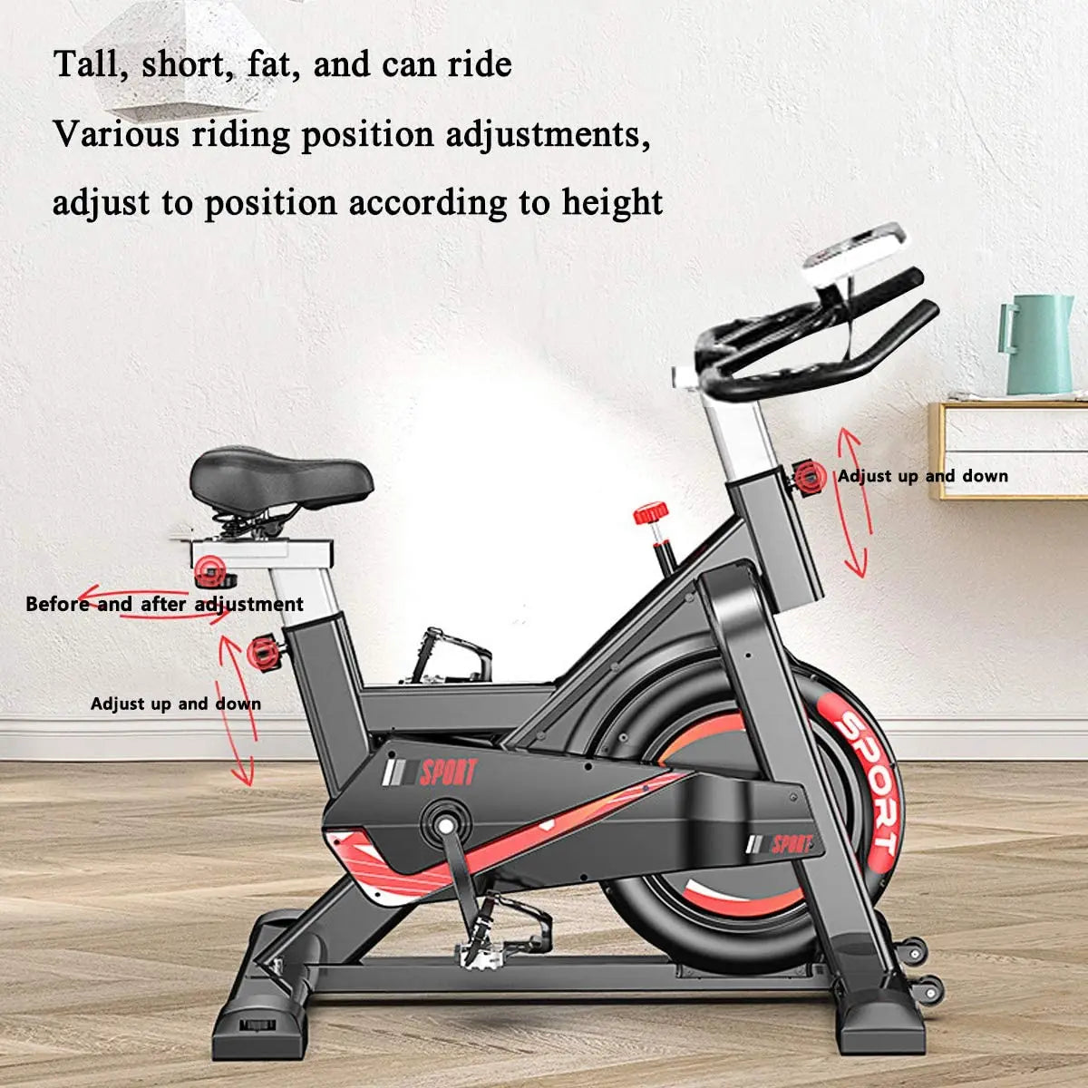 SPINNING SPORT, static bike, adjustable resistance up to 24 KG, with versatile LCD display, CARDIO, calories, height adjustable fast shipping from Europe