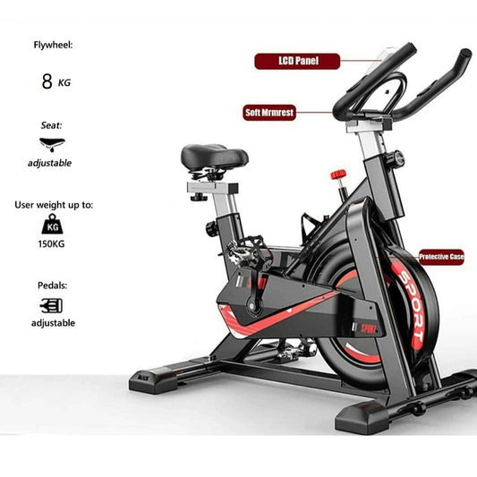 SPINNING SPORT, static bike, adjustable resistance up to 24 KG, with versatile LCD display, CARDIO, calories, height adjustable fast shipping from Europe