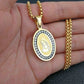 Colgante clásico católico de la Virgen María de Guadalupe con cruz de circonitas, collar de oración para mujer