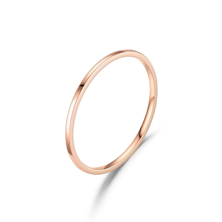2MM Thin Titanium Steel Silver color Couple Ring Smooth Simple Fashion Rose Gold Color Finger Ring For Women and Men mens gifts