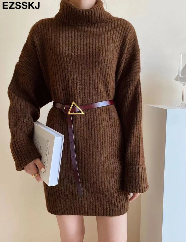 cashmere Autumn Winter highneck thick oversize Sweater pullovers Women 2023 LOOSE sweater pullovers female Long Sleeve
