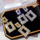 Pendientes colgantes de cristal brillante de lujo, color dorado y plateado, con diamantes de imitación cuadrados, para mujer, joyería para bodas y fiestas.