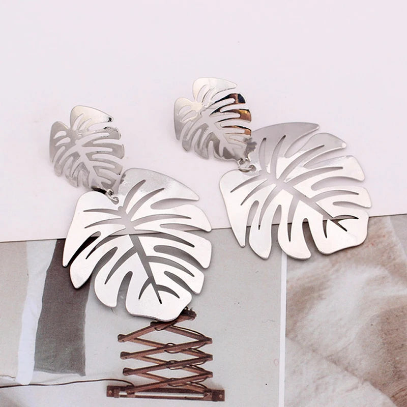 New 6 clours Metal leaves Earring Geometric Metal Swing Earrings for Women drop  Earings Style Fashion Female Jewelry