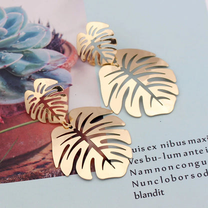 New 6 clours Metal leaves Earring Geometric Metal Swing Earrings for Women drop  Earings Style Fashion Female Jewelry
