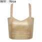 WillBeNice Luxury Autumn Sexy Gold Silver Women Bandage Tops Spaghetti Strap Bandage V Vest Tank Camis Knitted Bandage Club Vest