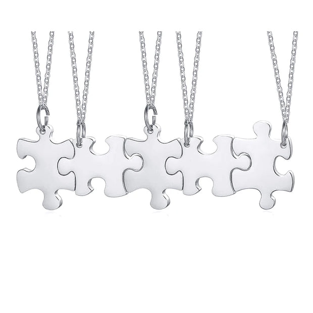 Personalized Puzzle Necklace Friendship Customized Pendant 2/3/4/5 Pieces Best Friends BFF Stainless Steel Bridesmaid Gift