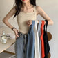 HELIAR Femmes Hauts unis Débardeurs tricotés Mode Mignon Basique Crop Tops Femmes O-cou Uni Crop Tops Été 2024