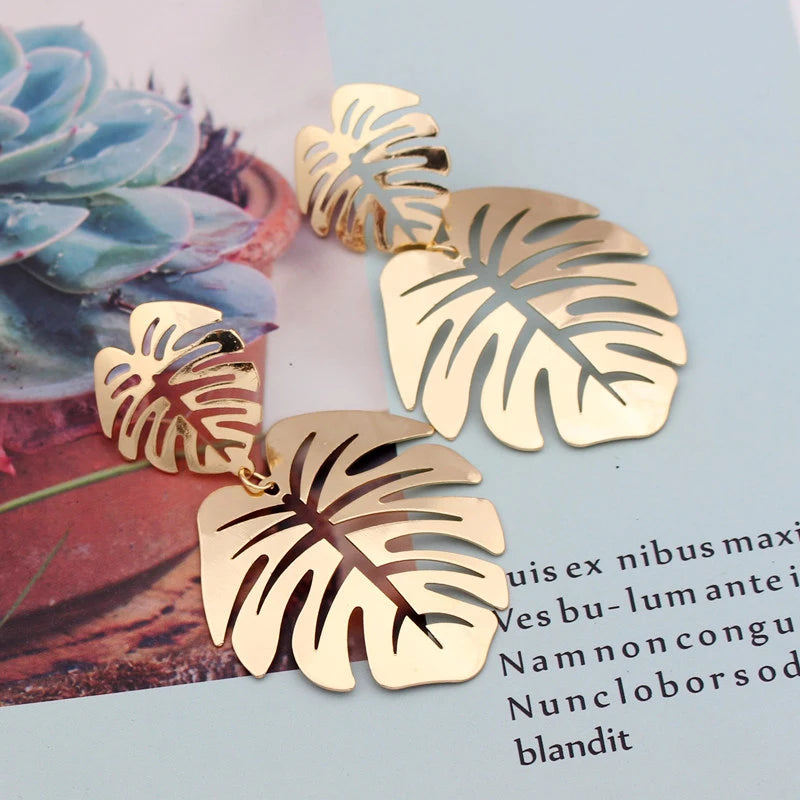 New 6 clours Metal leaves Earring Geometric Metal Swing Earrings for Women drop  Earings Style Fashion Female Jewelry