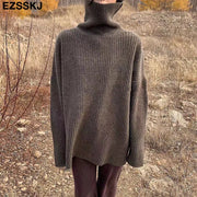 cashmere Autumn Winter highneck thick oversize Sweater pullovers Women 2023 LOOSE sweater pullovers female Long Sleeve