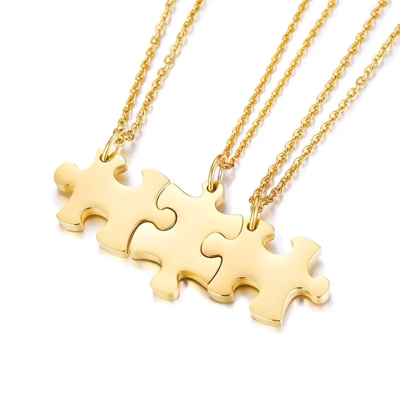 Collar de rompecabezas personalizado, colgante de amistad personalizado, 2/3/4/5 piezas, mejores amigas, mejor amiga, mejor amiga, regalo de dama de honor de acero inoxidable