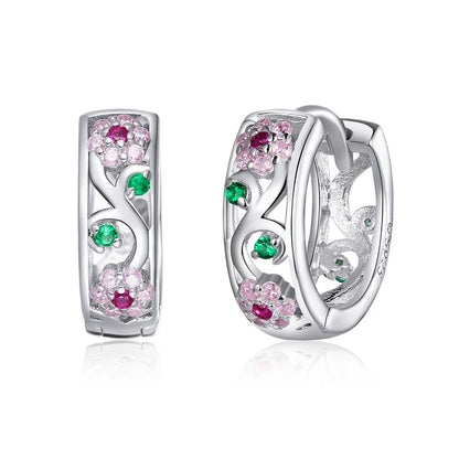 WOSTU - Pendientes de plata de ley 925 con diseño de Twist of Fate, esmalte rosa, joyería fina para mujer, regalo
