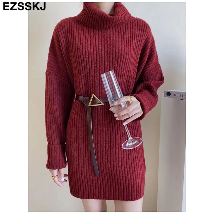 cashmere Autumn Winter highneck thick oversize Sweater pullovers Women 2023 LOOSE sweater pullovers female Long Sleeve