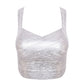 WillBeNice Luxury Autumn Sexy Gold Silver Women Bandage Tops Spaghetti Strap Bandage V Vest Tank Camis Knitted Bandage Club Vest