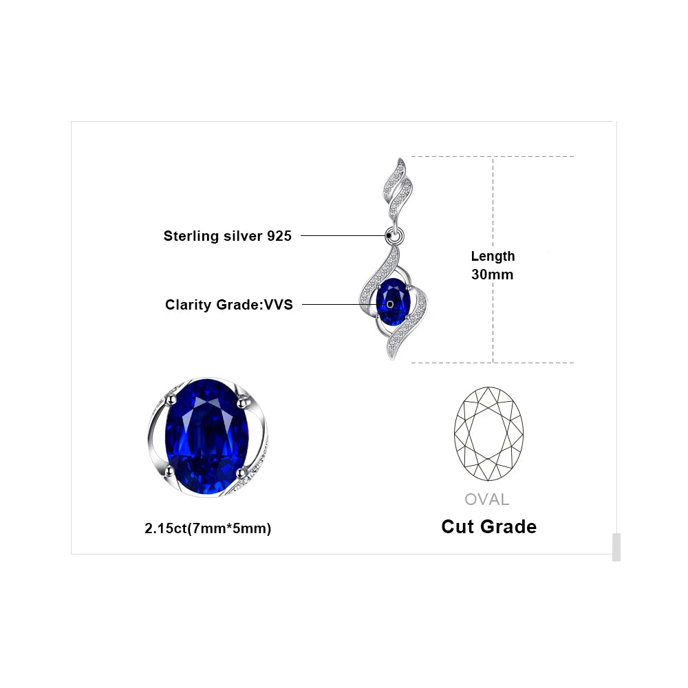 Pendientes colgantes de plata de ley 925 con zafiro azul creado por JewelryPalace para mujer, joyería fina