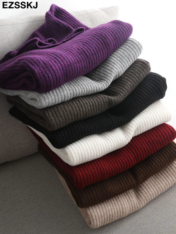 cashmere Autumn Winter highneck thick oversize Sweater pullovers Women 2023 LOOSE sweater pullovers female Long Sleeve