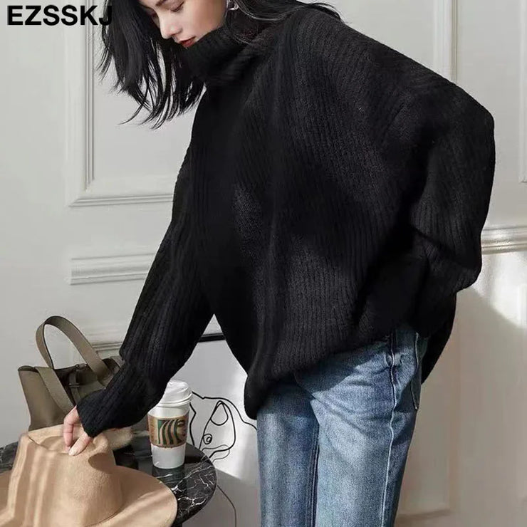 cashmere Autumn Winter highneck thick oversize Sweater pullovers Women 2023 LOOSE sweater pullovers female Long Sleeve