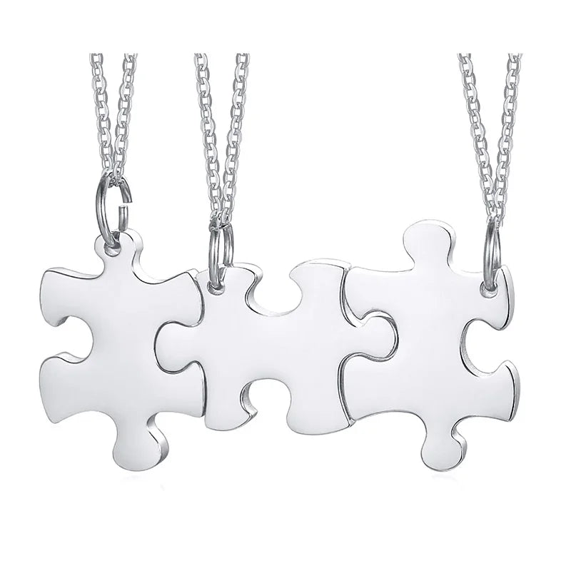 Collar de rompecabezas personalizado, colgante de amistad personalizado, 2/3/4/5 piezas, mejores amigas, mejor amiga, mejor amiga, regalo de dama de honor de acero inoxidable