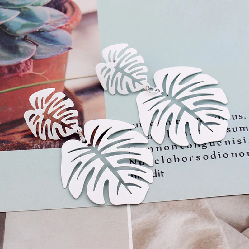 New 6 clours Metal leaves Earring Geometric Metal Swing Earrings for Women drop  Earings Style Fashion Female Jewelry