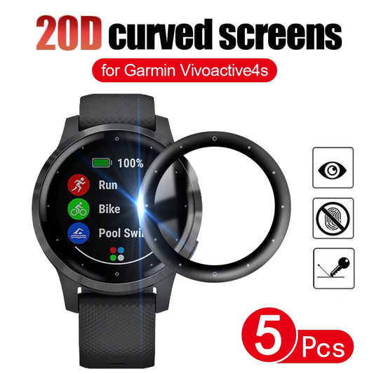 Screen Protector for Garmin Vivoactive 4 4s  20D Curved Edge Full Coverage Soft Protective Film for Garmin Active S (Not Glass)