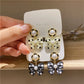 New Korean Elegant Cute Bowknot Earrings for Women Fashion Pearl Flower Drop Earrings Boucle D'oreille Wedding Party Jewelry