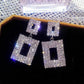Pendientes colgantes de cristal brillante de lujo, color dorado y plateado, con diamantes de imitación cuadrados, para mujer, joyería para bodas y fiestas.