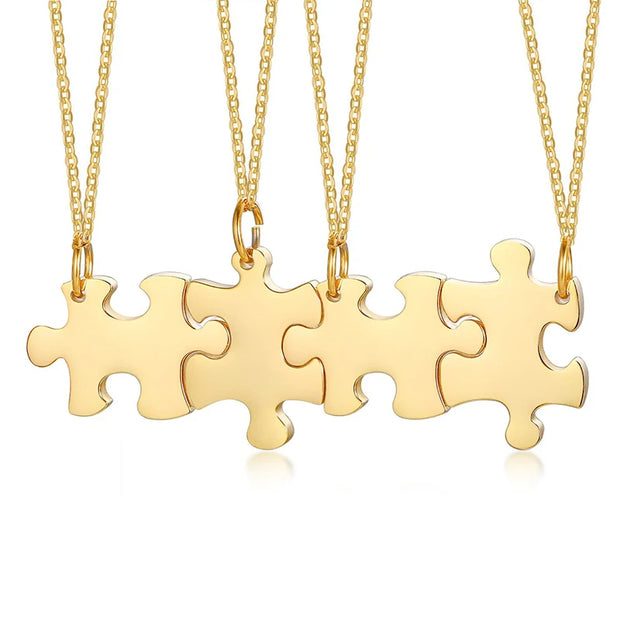 Personalized Puzzle Necklace Friendship Customized Pendant 2/3/4/5 Pieces Best Friends BFF Stainless Steel Bridesmaid Gift