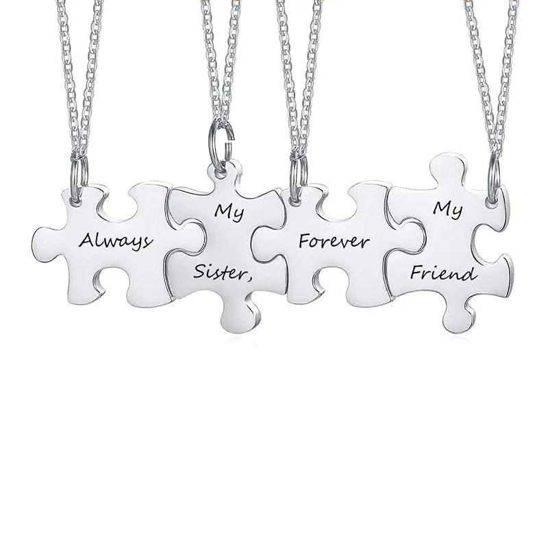 Collar de rompecabezas personalizado, colgante de amistad personalizado, 2/3/4/5 piezas, mejores amigas, mejor amiga, mejor amiga, regalo de dama de honor de acero inoxidable