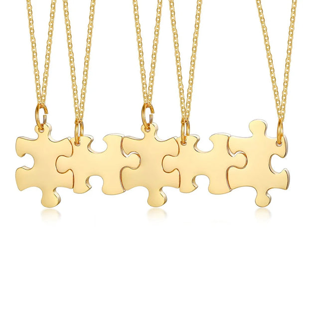 Personalized Puzzle Necklace Friendship Customized Pendant 2/3/4/5 Pieces Best Friends BFF Stainless Steel Bridesmaid Gift