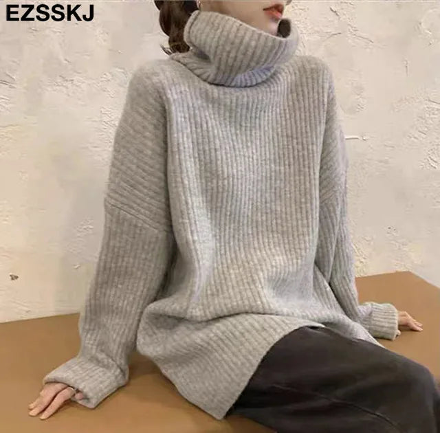 cashmere Autumn Winter highneck thick oversize Sweater pullovers Women 2023 LOOSE sweater pullovers female Long Sleeve