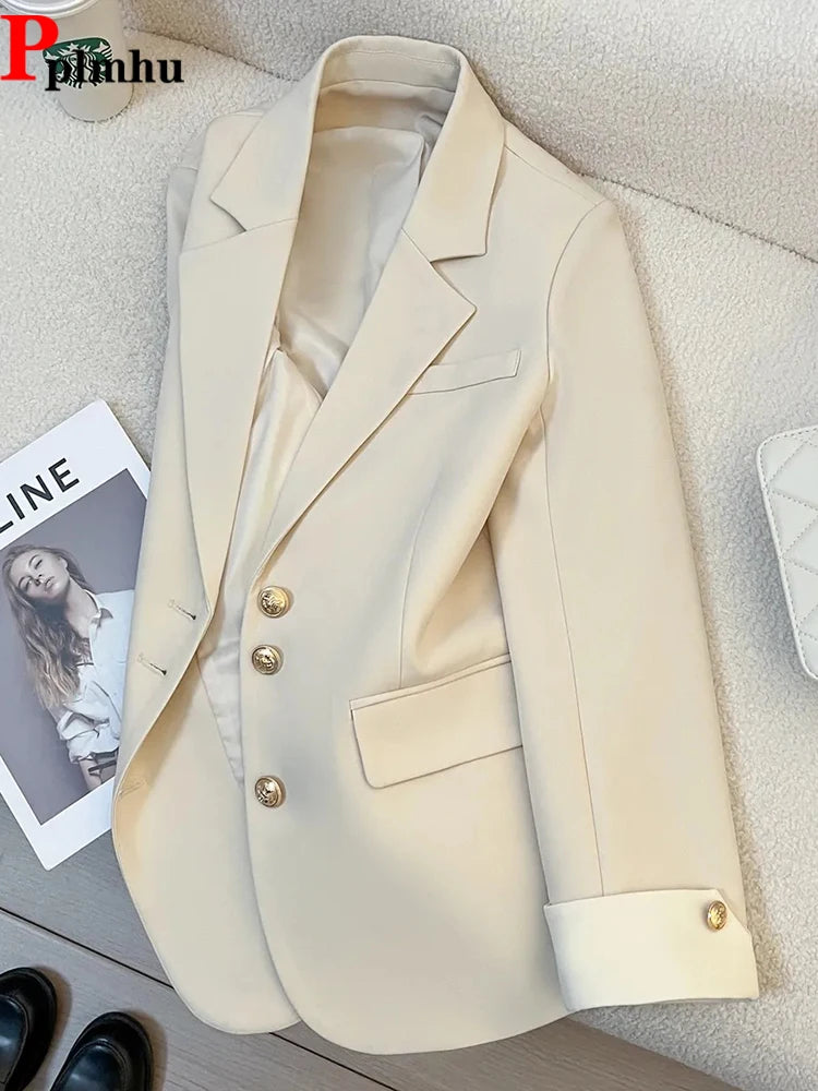 Korean Women's Blazer Jackets Single Breasted Loose Abrigos Office Ladies Classic Suit Coats Spring Fall Fashion New Chaquetas