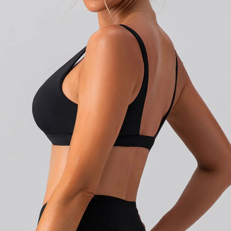 Sujetador deportivo de nailon y elastano de tejido agradable para la piel, de secado rápido, para fitness, gimnasio, yoga, correr, soporte de alto impacto, chaleco antichoque