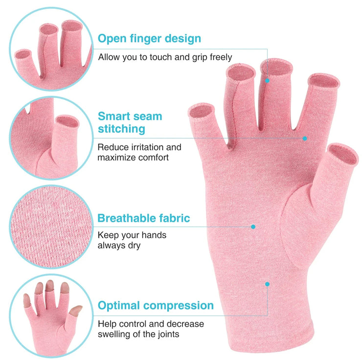 1Pair Arthritis Compression Gloves for Women Men,  Fingerless Hand Thumb Therapy Wristband Gloves for Typing and Daily Work