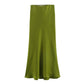 TRAFZA Women Fashion Skirts New Solid Satin Silk Texture Tight Skirt Woman Beach Style Chic And Elegant Women's Mermaid Skirt