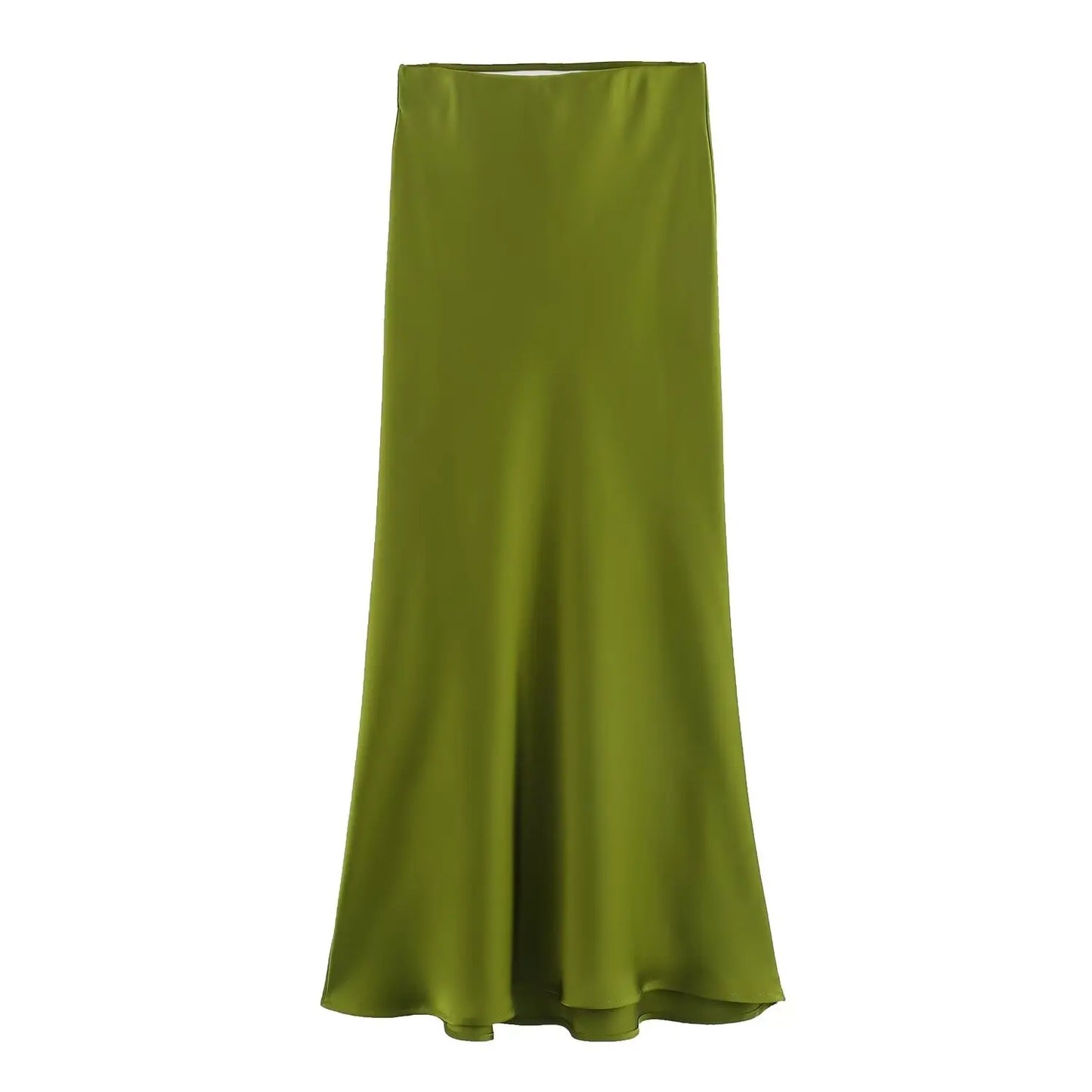 TRAFZA Women Fashion Skirts New Solid Satin Silk Texture Tight Skirt Woman Beach Style Chic And Elegant Women's Mermaid Skirt