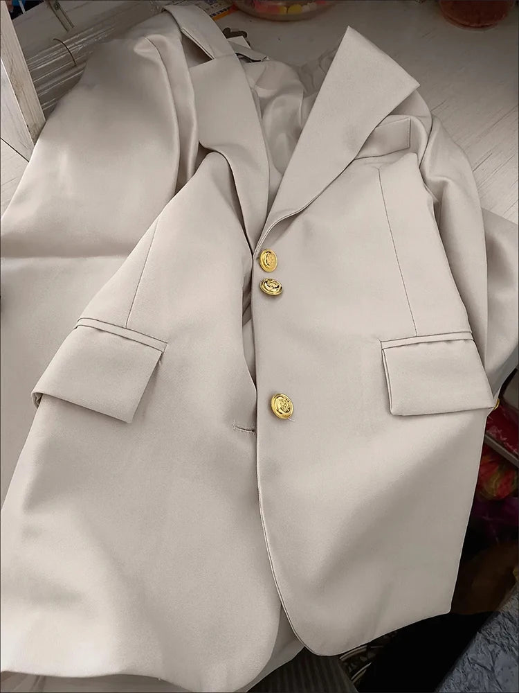 Korean Women's Blazer Jackets Single Breasted Loose Abrigos Office Ladies Classic Suit Coats Spring Fall Fashion New Chaquetas