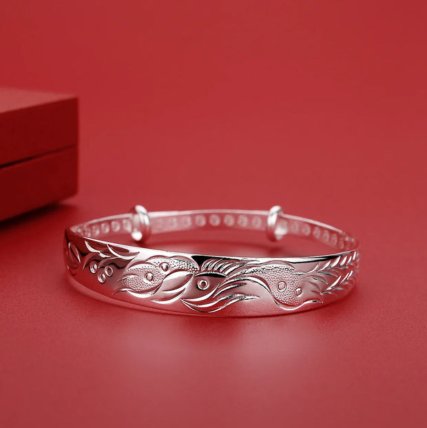 999 sterling silver Noble Phoenix bracelets Bangles for women Fashion Party Wedding Accessories Jewelry Gifts adjustable