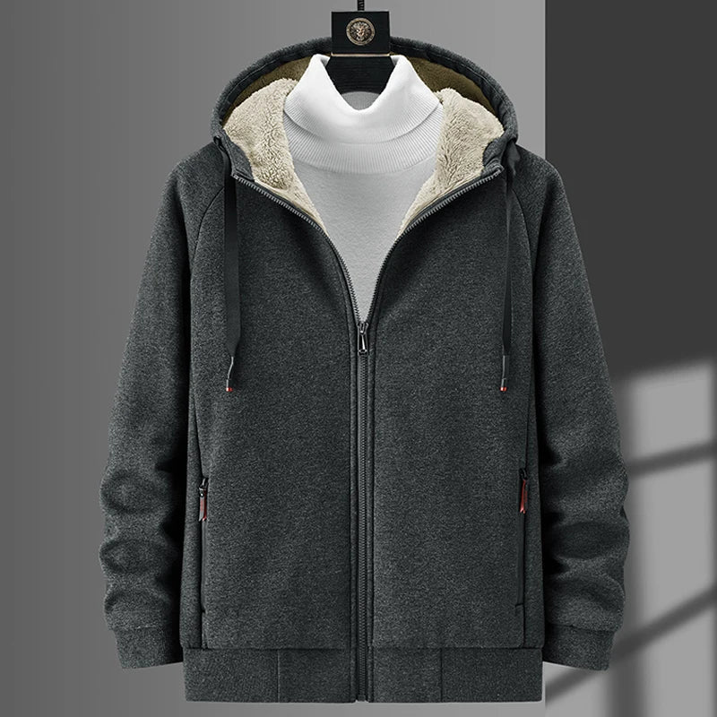 Sudaderas con capucha para hombre, sudaderas de invierno de lana gruesa, chaquetas con capucha de talla grande, abrigos de lana para hombre, cárdigan de lana de cordero para hombre, sudaderas con capucha