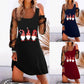 Winter Classic Dresses Women'S Christmas Gifts Square Neck Dress Mesh Spliced Sleeve Loose Fitting Vestidos For Women Trendy