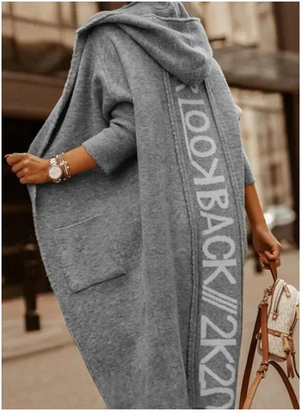Cardigans Knit Sweater Women Spring Autumn Winter Letter Maxi Loose Soft Coat Jacquard Y2k E-girl Long Knitted Jacket Cardigan
