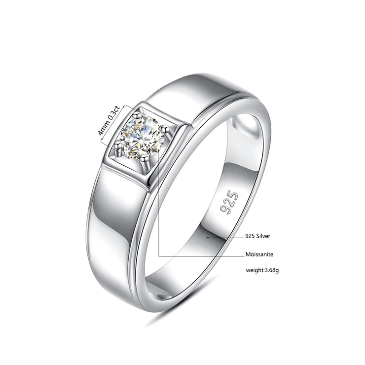 Luxury Men Moissanite Ring With Certificate 18k Gold 925 Silver 0.3ct D Color VVS1  Engagement Wedding Diamond Rings