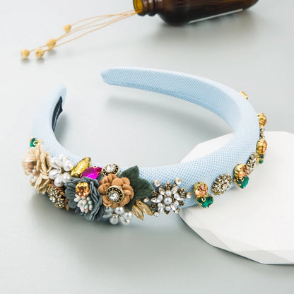 Fashionable Baroque Style Pearl Fabric Flower Hair Band Light Luxury and High Grade Fashion Show Headwear
