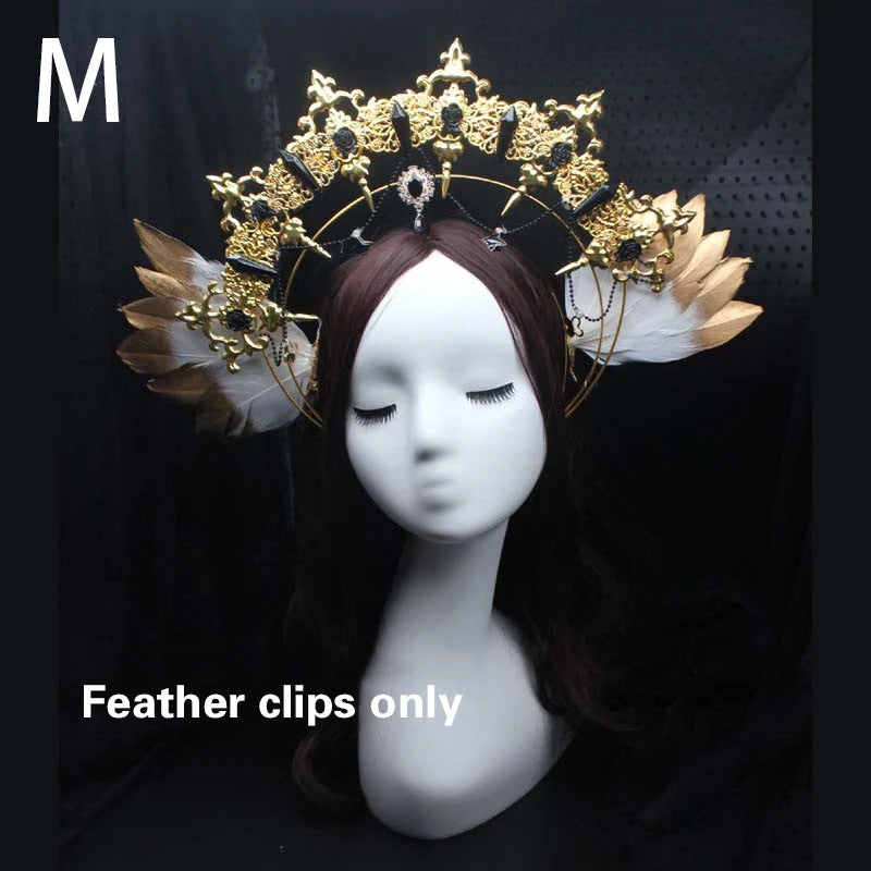 Diadema gótica Lolita con halo, diadema barroca de reina y princesa, diadema de diosa del sol y diablo, accesorios para el cabello punk de Halloween